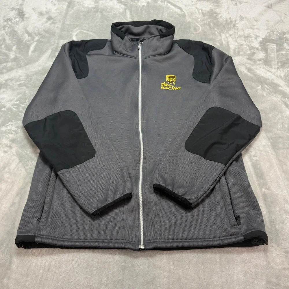 OGIO UPS Racing Jacket Mens XL‎ Full Zip Fleece Lined Gray Black